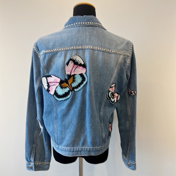 FRAME + Carla Valencia Custom Butterfly Embroidered Denim Jacket - Picture 1 of 13